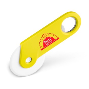 ABRIDORES DE GARRAFA CORTADOR DE PIZZA PERSONALIZADO AMARELO Colorido frente - 25 un.
