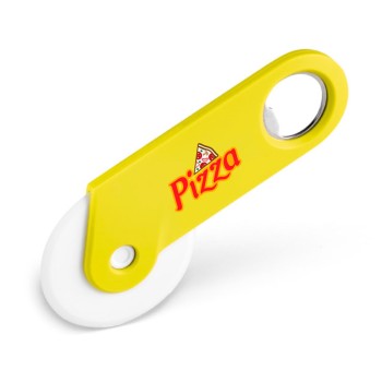 ABRIDORES DE GARRAFA CORTADOR DE PIZZA PERSONALIZADO AMARELO Colorido frente - 10 un.