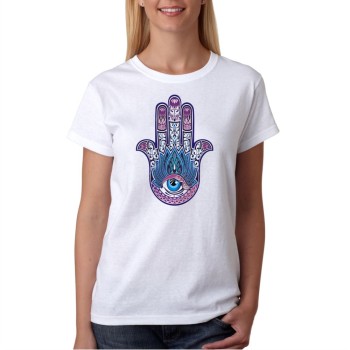 CAMISAS POLIESTER SUBLIMACAO FEMININA BRANCA BABY LOOK Colorido frente - 1 un.