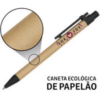 CANETAS PERSONALIZADAS IMPRESSAO COLORIDA ECOLOGICAS PAPELAO PRETA Colorido frente - 25 un.