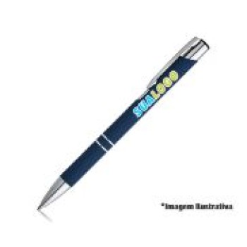 CANETAS PERSONALIZADAS IMPRESSAO COLORIDA LINHA PREMIUM BETA SOFT AZUL Colorido frente - 10 un.