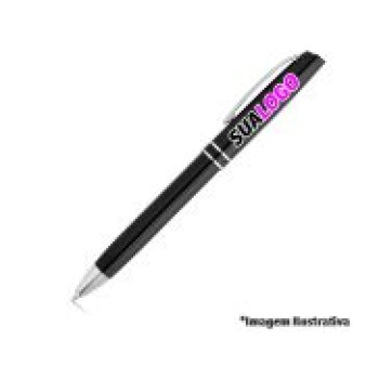 CANETAS PERSONALIZADAS IMPRESSAO COLORIDA LINHA PREMIUM LYME PRETO Colorido frente - 500 un.