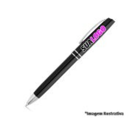 CANETAS PERSONALIZADAS IMPRESSAO COLORIDA LINHA PREMIUM LYME PRETO Colorido frente - 500 un.