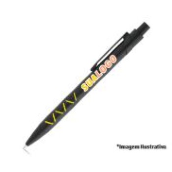CANETAS PERSONALIZADAS IMPRESSAO COLORIDA LINHA PREMIUM MYKADO AMARELO Colorido frente - 10 un.