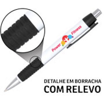 CANETAS PERSONALIZADAS IMPRESSAO COLORIDA PLASTICAS COMERCIAL PRETA Colorido frente - 50 un.