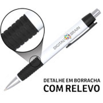 CANETAS PERSONALIZADAS IMPRESSAO COLORIDA PLASTICAS COMERCIAL PRETA Colorido frente - 100 un.