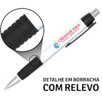 CANETAS PERSONALIZADAS IMPRESSAO COLORIDA PLASTICAS COMERCIAL PRETA Colorido frente - 250 un.