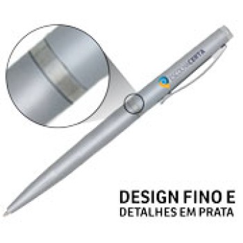 CANETAS PERSONALIZADAS IMPRESSAO COLORIDA PLASTICAS EXECUTIVA PRATA Colorido frente - 500 un.