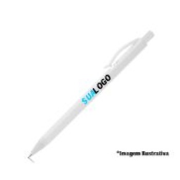 CANETAS PERSONALIZADAS IMPRESSAO COLORIDA PLASTICAS LANA WHITE BRANCO Colorido frente - 10 un.