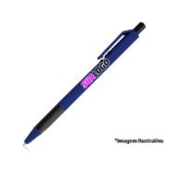 CANETAS PERSONALIZADAS IMPRESSAO COLORIDA PLASTICAS ROY AZUL Colorido frente - 10 un.