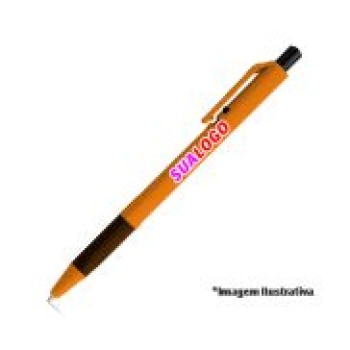 CANETAS PERSONALIZADAS IMPRESSAO COLORIDA PLASTICAS ROY LARANJA Colorido frente - 10 un.
