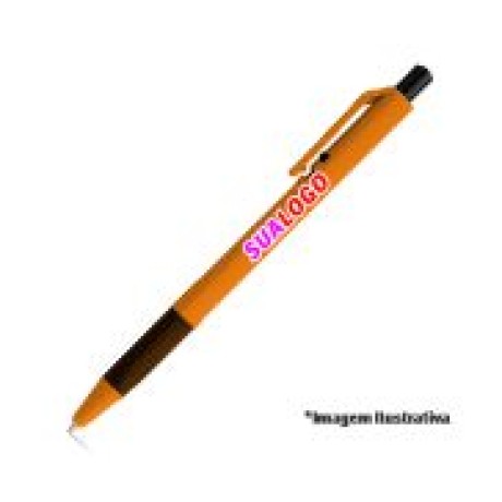 CANETAS PERSONALIZADAS IMPRESSAO COLORIDA PLASTICAS ROY LARANJA Colorido frente - 250 un.