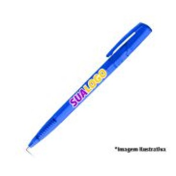 CANETAS PERSONALIZADAS IMPRESSAO COLORIDA PLASTICAS SALLY FROST AZUL Colorido frente - 100 un.