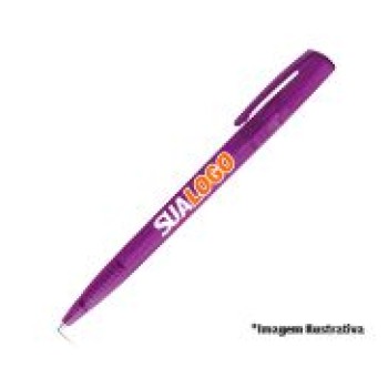 CANETAS PERSONALIZADAS IMPRESSAO COLORIDA PLASTICAS SALLY FROST ROXO Colorido frente - 10 un.