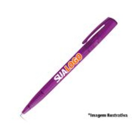 CANETAS PERSONALIZADAS IMPRESSAO COLORIDA PLASTICAS SALLY FROST ROXO Colorido frente - 10 un.