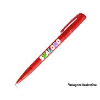 CANETAS PERSONALIZADAS IMPRESSAO COLORIDA PLASTICAS SALLY FROST VERMELHO Colorido frente - 100 un.