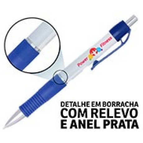 CANETAS PERSONALIZADAS IMPRESSAO COLORIDA PLASTICAS STILO AZUL Colorido frente - 50 un.