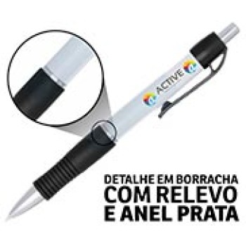 CANETAS PERSONALIZADAS IMPRESSAO COLORIDA PLASTICAS STILO PRETA Colorido frente - 250 un.