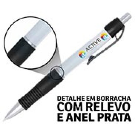 CANETAS PERSONALIZADAS IMPRESSAO COLORIDA PLASTICAS STILO PRETA Colorido frente - 250 un.