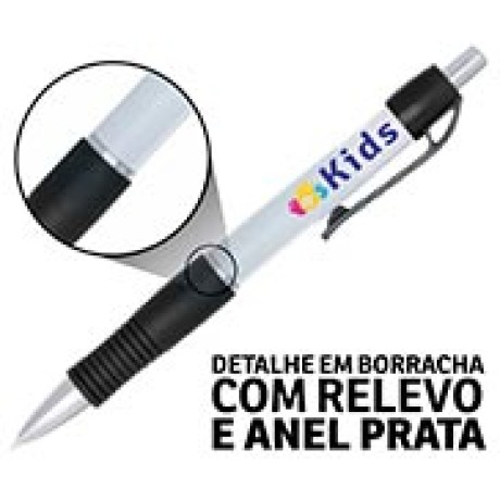 CANETAS PERSONALIZADAS IMPRESSAO COLORIDA PLASTICAS STILO PRETA Colorido frente - 25 un.