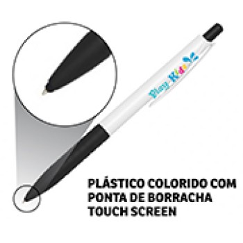 CANETAS PERSONALIZADAS IMPRESSAO COLORIDA PLASTICAS TOUCH PRETO Colorido frente - 10 un.