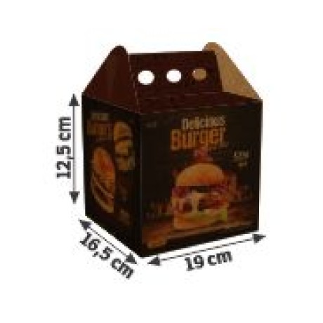 DELIVERY EMBALAGENS PARA DELIVERY PERSONALIZADAS KRAFT 300G HAMBURGUER EXTRA GRANDE Colorido frente - 500 un.