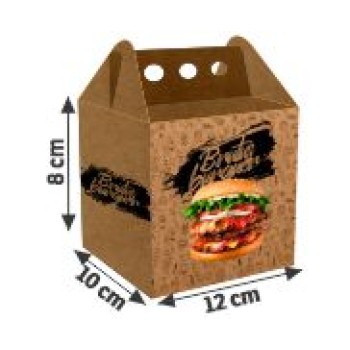 DELIVERY EMBALAGENS PARA DELIVERY PERSONALIZADAS KRAFT 300G HAMBURGUER MEDIA Colorido frente - 25 un.