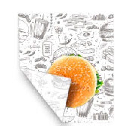 DELIVERY EMBRULHO PARA HAMBURGUER PADRAO 400X280MM Preto e branco frente - 100 un.