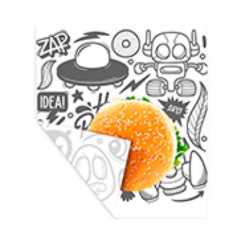 DELIVERY EMBRULHO PARA HAMBURGUER PERSONALIZADO 400X280MM Preto e branco frente - 3000 un.