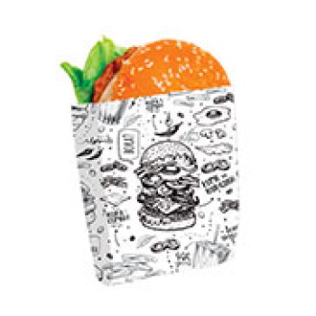 DELIVERY SAQUINHO PARA HAMBURGUER PADRAO Preto e branco frente - 100 un.