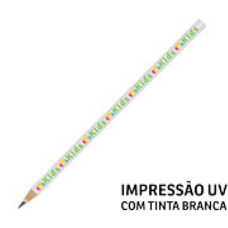LAPIS PERSONALIZADO BRANCO RESINADO SIMPLES Colorido frente - 50 un.