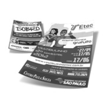 PANFLETOS, FLYERS E FOLHETOS APERGAMINHADO  75G 300X210MM Preto e branco frente e verso - 2500 un.