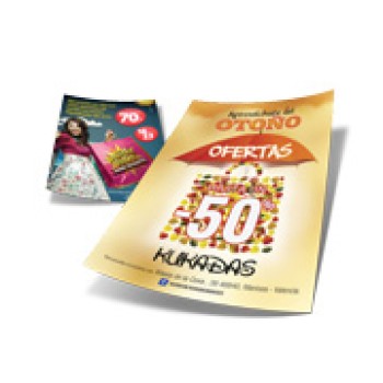 PANFLETOS, FLYERS E FOLHETOS COUCHE 115G SEM VERNIZ 150X200MM Colorido frente e verso - 5000 un.