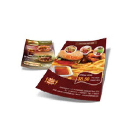 PANFLETOS, FLYERS E FOLHETOS COUCHE 150G VERNIZ UV TOTAL FV 150X105MM Colorido frente e verso - 500 un.