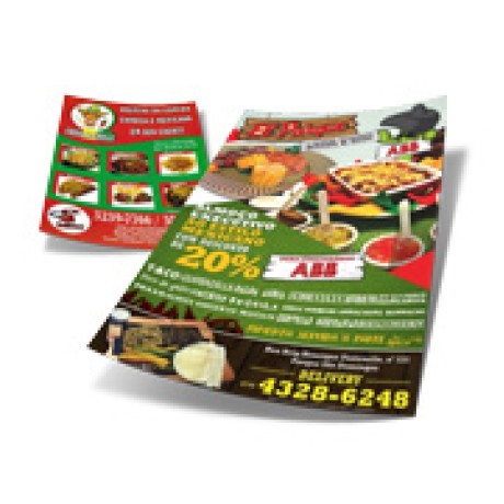 PANFLETOS, FLYERS E FOLHETOS COUCHE 90G SEM VERNIZ 300X200MM Colorido frente e verso - 2500 un.