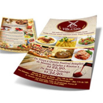 PANFLETOS, FLYERS E FOLHETOS COUCHE 90G SEM VERNIZ 300X400MM Colorido frente e verso - 5000 un.