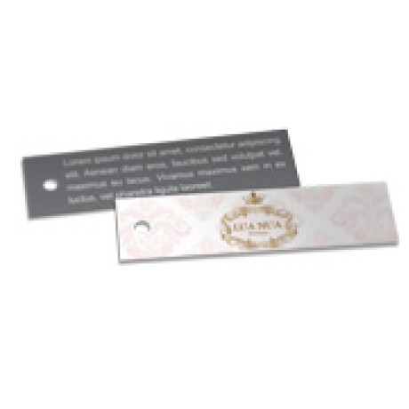 TAGS TAGS ESPECIAIS COUCHE 250G VERNIZ UV TOTAL FR 91X25MM Colorido frente e preto e branco verso - 2000 un.