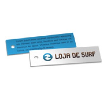 TAGS TAGS PADRAO FURO COUCHE 250G VERNIZ UV TOTAL FR 91X25MM Colorido frente e verso - 1000 un.