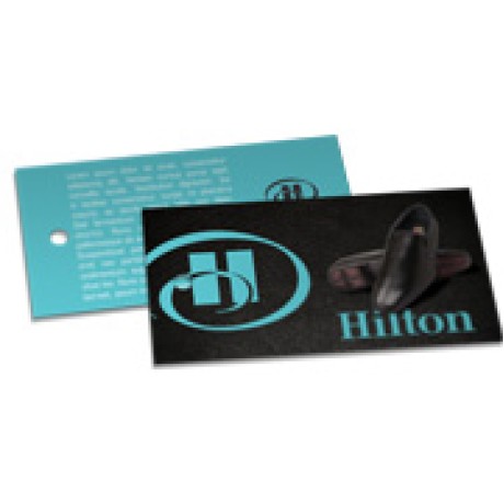 TAGS TAGS PADRAO FURO COUCHE 300G LAM FOSCA E HOTSTAMPING 91X51MM Colorido frente e verso - 500 un.