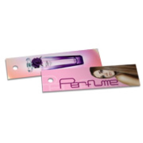 TAGS TAGS PADRAO FURO COUCHE 300G LAM FOSCA E VERNIZ LOCALIZADO 91X25MM Colorido frente e verso - 1000 un.