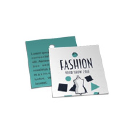 TAGS TAGS PADRAO FURO COUCHE 300G VERNIZ UV TOTAL FRENTE 45X51MM Colorido frente e verso - 1000 un.