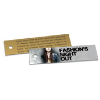 TAGS TAGS PADRAO FURO COUCHE 300G VERNIZ UV TOTAL FRENTE 91X25MM Colorido frente e verso - 1000 un.